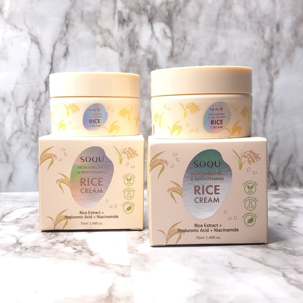Set of 2- SOQU Moisturizing & Brightening Rice‎ Cream 2.48 fl oz each K-Beauty